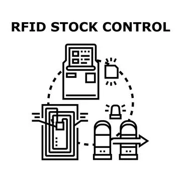 Rfid system tracking inventory and managing security 스톡 일러스트