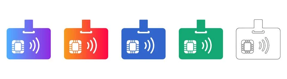 RFID Tag and Security Access Icons Collection Stock Illustration