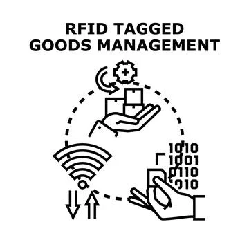 Rfid tagging technology managing goods and inventory 스톡 일러스트