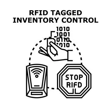 Rfid tagging technology managing inventory control process Stock Illustration