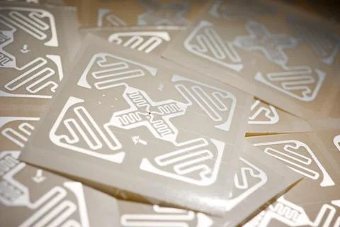 Rfid tags close up Foto stock