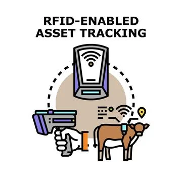 Rfid technology enabling animal asset tracking system Stock Illustration