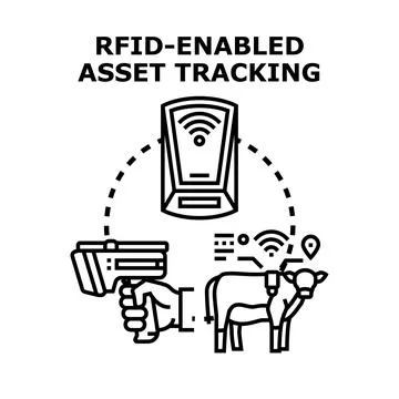 Rfid technology enabling animal asset tracking system Stock Illustration