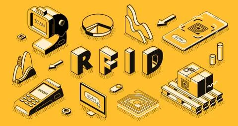 RFID technology isometric business concept Stock Illustration
