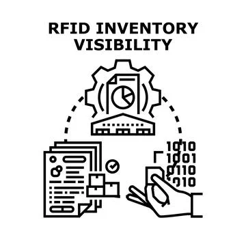 Rfid technology providing inventory visibility data analysis Stock Illustration