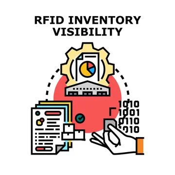 Rfid technology providing inventory visibility data analysis Stock Illustration
