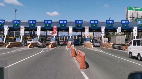 RFID Tollgate on NLEX Expressway Bound to Bulacan Stock Footage 166543236