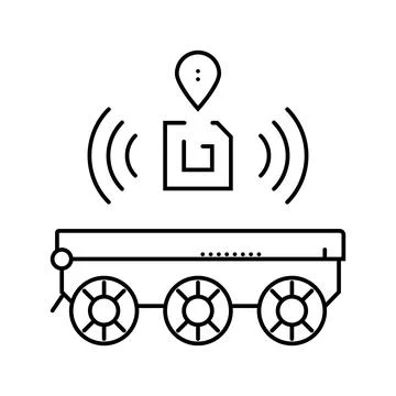 Rfid tracking autonomous delivery line icon vector illustration Illustrazione stock