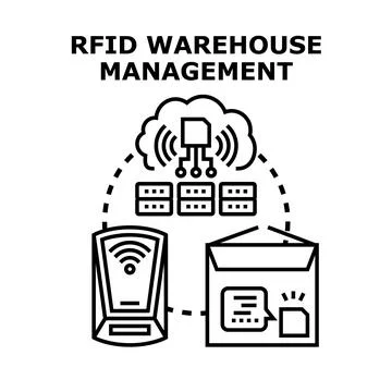 Rfid warehouse management system optimizing inventory control Illustrazione stock