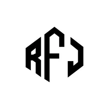RFJ letter logo design with polygon shape. RFJ polygon and cube shape logo .. Illustrazione stock