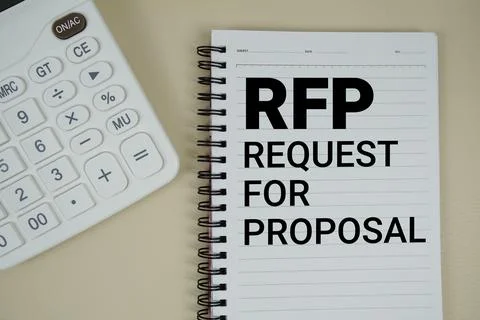 RFP Abbreviations of Request for Proposal text with calculator phrase of bu.. Stockfoto's
