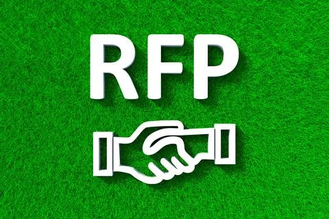 RFP green grass meadow background 3d illustration Stock Illustration