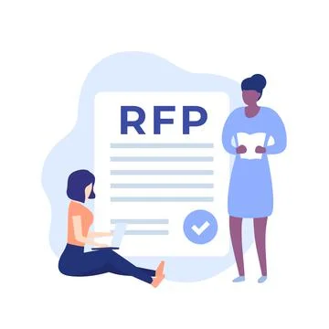 RFP, request for proposal and people, vector 库存插图