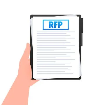 RFP - request for proposal Document, contract in the hand イラスト素材