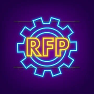 RFP request for proposal neon icon. Vector stock illustration. イラスト素材