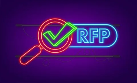 RFP request for proposal neon icon. Vector stock illustration. Stock Illustration