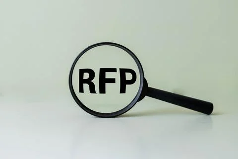 RFP - Request for Proposal. Wooden cubes with word RFP. Foto stock