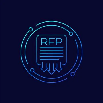 RFP, send request for proposal icon, linear design Stock Illustration