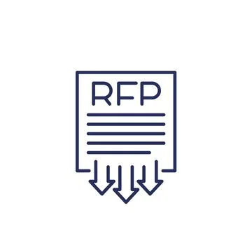 RFP, send request for proposal line icon Stock Illustration