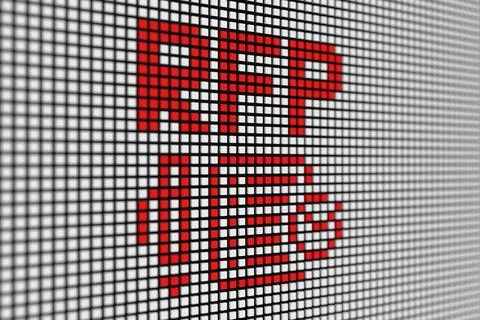 RFP text scoreboard blurred background 3d illustration Stock Illustration