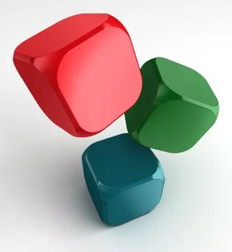 Rgb blank cubes on white background Stock Illustration