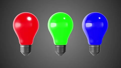 RGB Bulb Rotating Animation. Red, Green, and Blue Bulb. 4K Stock Footage 276743129