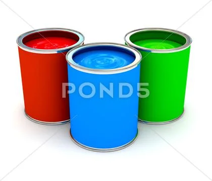 Rgb color paint can over white Stock Illustration