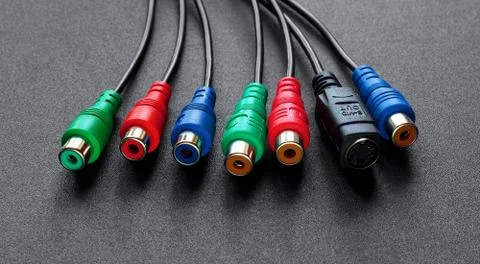 RGB component cables on black Stock Photos