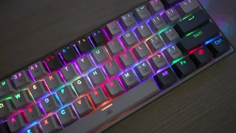 RGB computer mechanical keyboard rotated viewing footage Stock Footage 290950979