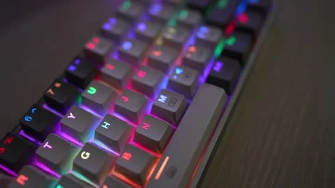 RGB computer mechanical keyboard slow motion viewing footage Stock Footage 290951189