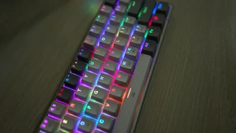 RGB computer mechanical keyboard viewing video footage Stock Footage 290945486