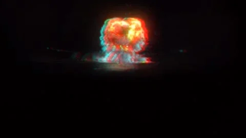 RGB Effect Laser Point Explosion Nuclear Bomb. Stock Footage 143518037