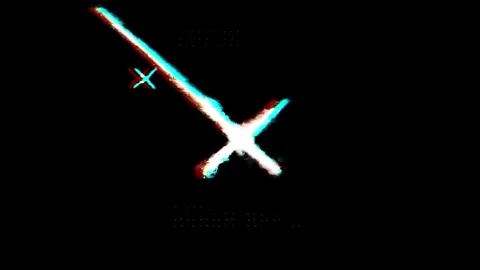 RGB Glitch Scribble Circle Frame with Digital Noise and Distortion Grunge Stock Footage 329060697