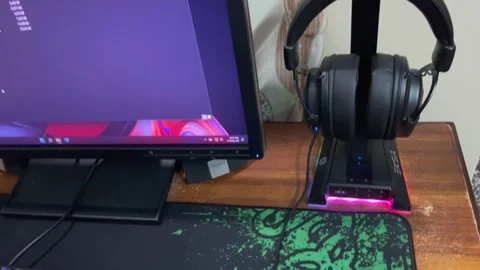 RGB Headset, Mouse and Keyboard stunning beauty Stock Footage 243361949