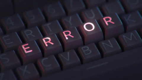 RGB keyboard with the glowing text error seamless loop 3D render animation Stock Footage 320875739
