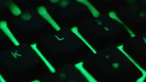 RGB keyboard in macro shoot. Green Stock Footage 146163502