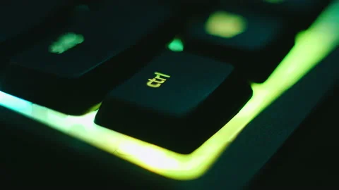 RGB keyboard in macro shoot. Tap on key CTRL Stock Footage 146164558