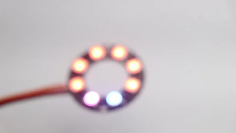 RGB LED ring light glowing colors of different shades and patterns Stock Footage 335227687