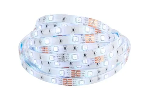 RGB LED strip light electronics isolated  in front of white background Stock Photos