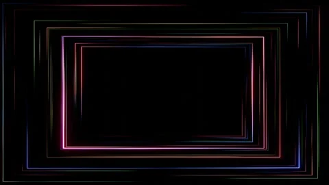 RGB light lines square frame on black Stock Footage 279017099