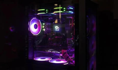  RGB Lights of Computer Cooling Fan Los Angeles, United States 24 septembe... Stock Photos