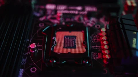 RGB lights inside CPU processor, computer concept Stock Footage 136310967