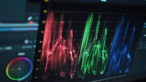 RGB Parade Scope Visualizing Separate Color Channels in Professional Color G Video stock 337435138