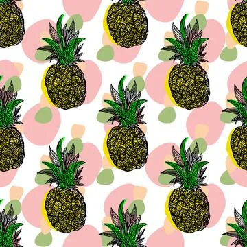???????? RGB Seamless pattern with pineapples. Vector swatch, print for fa... Stock Photos