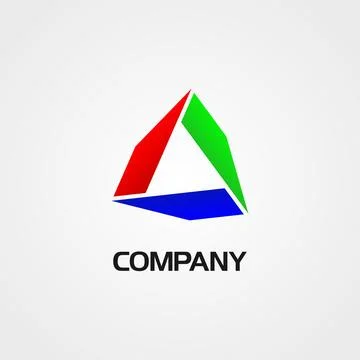 RGB Triangle Logo Concept, Multimedia Company Logo Design Template, Colorful Ilustración de archivo