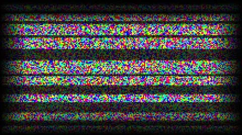 RGB TV static noise background. Glitch bw pixelated television screen. Lost or Stock Illustration