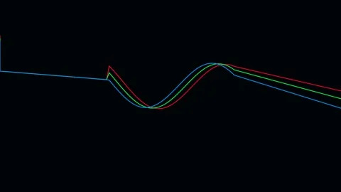 RGB Wavy Lines Synchronized Motion on Minimal Black Background Stock Footage 339177661