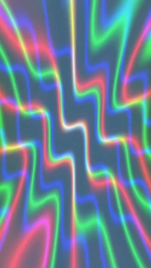 RGB Wavy Neon Lines Psychedelic Motion Background Stock Footage 343670898