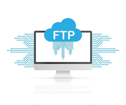 RGBFTP file transfer icon on computer. FTP technology icon. Transfer data to  Illustrazione stock