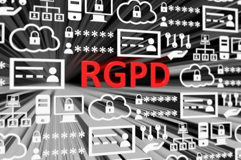 RGPD concept blurred background 3d render illustration Stock Illustration